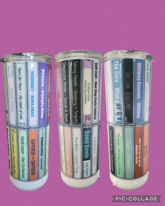 80s pop, cassette, bluetooth speaker tumbler
