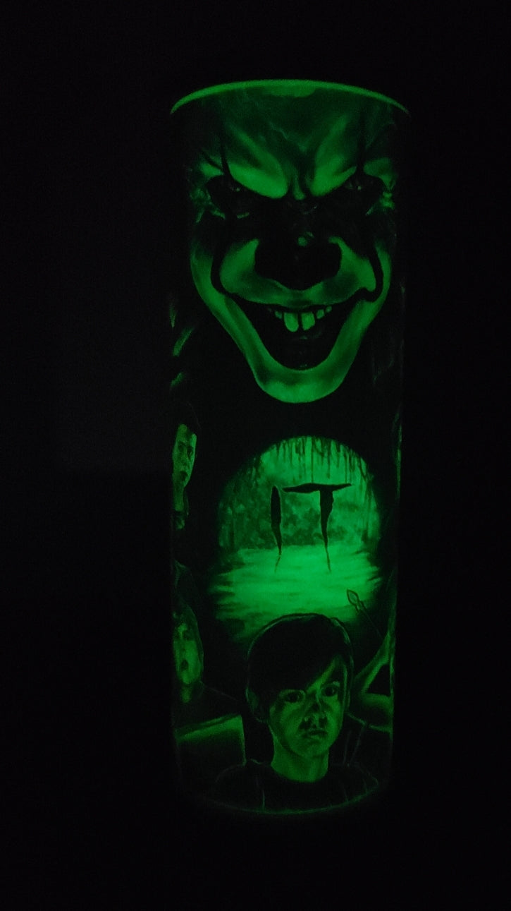 IT pennywise inspired glow in the dark tumbler